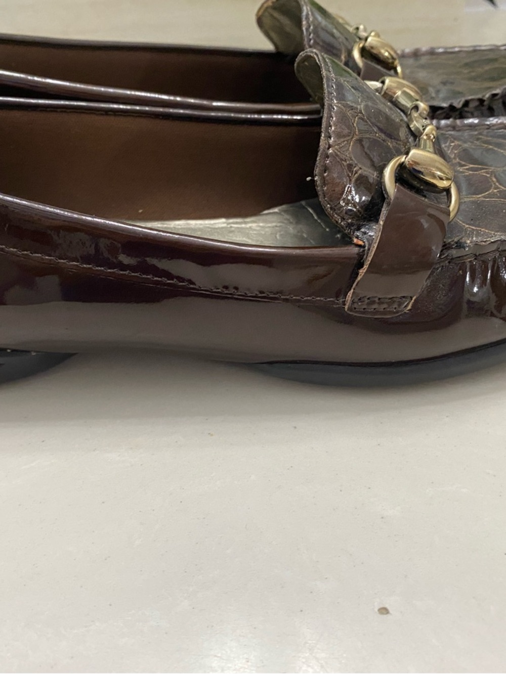 AK‎ Anne Klein Callahan Brown Croc Patent Horsebit Loafers iflex Size 7.5 - Picture 9 of 12